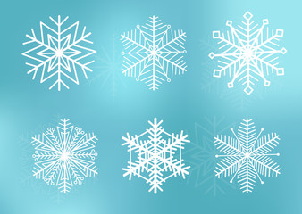 Fototapeta na wymiar Cute snowflakes collection vector illustration