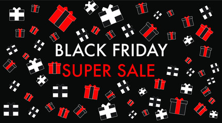 Fototapeta na wymiar Black Friday Sale Banner, for shopping, sale promotion and advertising. Vector file easy editable. With flat pack pattern editable