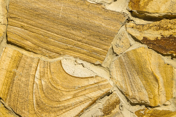 Texture of beautiful sandstone masonry of modern time. Close up