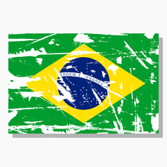 Brazilian flag with scratches, vector flag of Brazil.