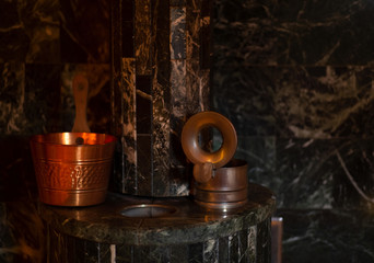 the interior of the Russian bath furnace and ladle