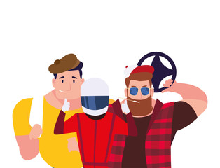 Isolated drivers persons vector design