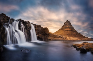 Waterfalls in Kirkjufell Iceland