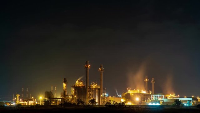 Time lapse power plant, petrochemical plant.
