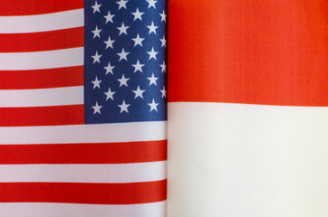 national flags of the USA and Poland close up concept