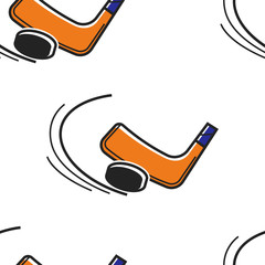 Canadian hokey sport seamless pattern puck and putter