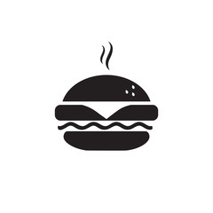 Fast food icon, burger icon. Vector simple black isolated