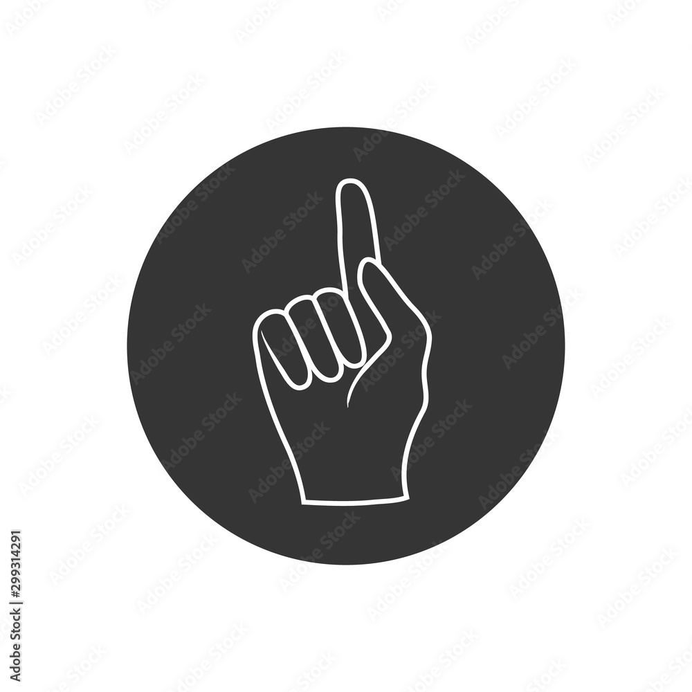 Poster hand with one finger pointing up line icon. hand with index finger up vector illustration isolated o