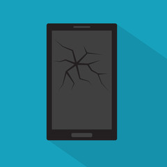 smartphone with broken screen- vector illustration