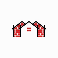 Home Brick Wall Reality Creative Icon Logo Design Template Element Vector