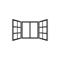 Open window icon in flat style isolated on grey background. For your design, logo. Vector