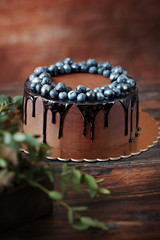 chocolate cake with blueberries