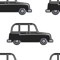 English cab seamless pattern car or taxi London symbol