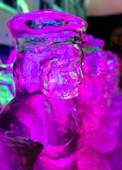 Figures of people made of ice in the park