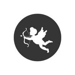 Silhouette of an angel, Cupid with a bow and arrows, isolated image. Vector
