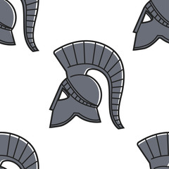 Gladiator helmet seamless pattern Ancient Greece symbol