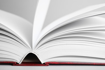 Fototapeta premium Closeup view of open book on light background