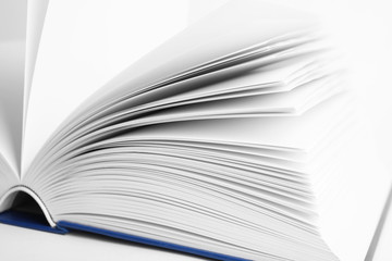 Closeup view of new open hardcover book