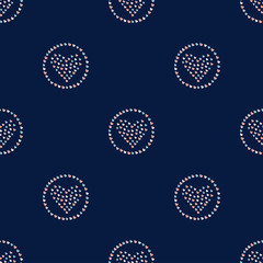 Seamless Hearts in Rings Pattern on dark. Hand Drawn Design