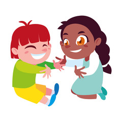 Isolated girl and boy cartoon vector design