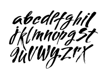 Vector Acrylic Brush Style Hand Drawn Alphabet Font. Calligraphy alphabet on a white background