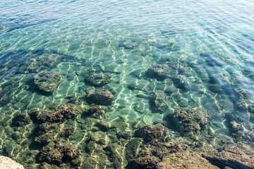 Transparencies in the beach water