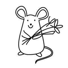 Obraz na płótnie Canvas Cute cartoon mouse standing on a white background.