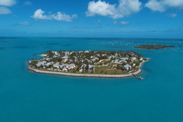 Aerial view of nearst Fort Zachary Taylor, Key West, Florida, United States. Caribbean sea. Great...
