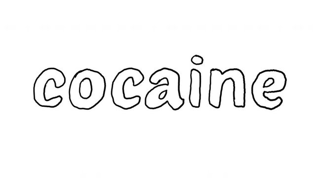 written, animated cocaine, footage ideal for representing cocaine addiction problems