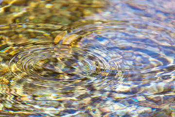 Circles on the surface of clear water as an abstract background