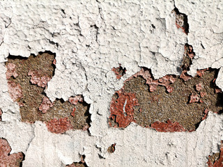 Stucco cracked on the wall as abstract background