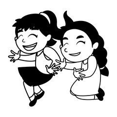 Isolated girls cartoons vector design