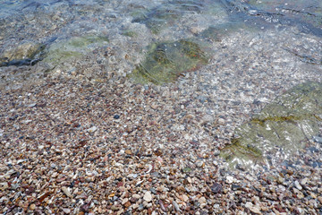 sea stone sand with clear water