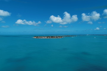 Aerial view of nearst Fort Zachary Taylor, Key West, Florida, United States. Caribbean sea. Great...