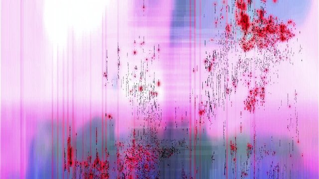 conceptual animation of distorted digital transmission with unique colorful scramble glitch noise effects. visualization of binary pixelated block code transmission with an alien strange trippy look