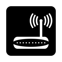 Router icon on black.