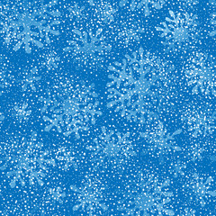 Christmas seamless doodle pattern with snowflakes