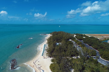 Obraz premium Aerial view of nearst Fort Zachary Taylor, Key West, Florida, United States. Caribbean sea. Great landscape. Travel destination. Tropical travel.