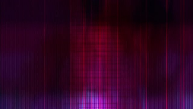 conceptual red purple animation of distorted digital transmission with colorful scramble ghost images and  glitch noise effects. visualization of strange binary vertical scan lines transmission 