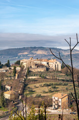 Todi in Umbria, Italy. Panorama from the hill on which the medieval city rises, from the valley of...