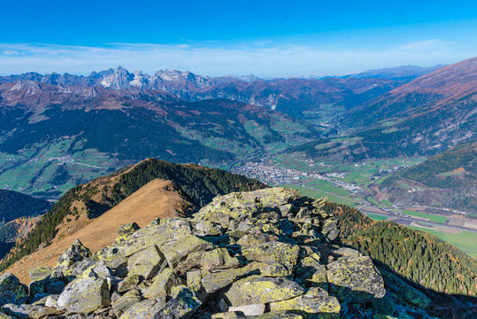 panoramic view from zinseler peak - cima di stilves - to sterzing - vipiteno - south tyrol
