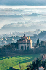 Todi in Umbria, Italy. Panorama from the medieval city of the Church of the 