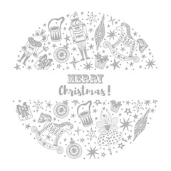 Nutcracker.  Gold Christmas cute vector card