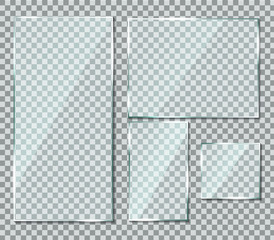 Glass with reflection effect in mockup style. Acrylic and glass texture with glare. Digital screen window frame with glossy lights effect. Gloss plastic screen, realistic mirror on transparent.