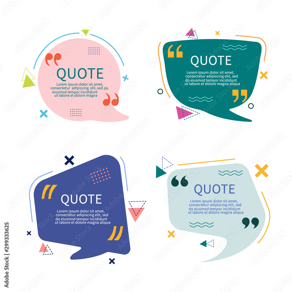 Poster quote bubble, box think template with geometry shape for text, social media. speech bubble with quot