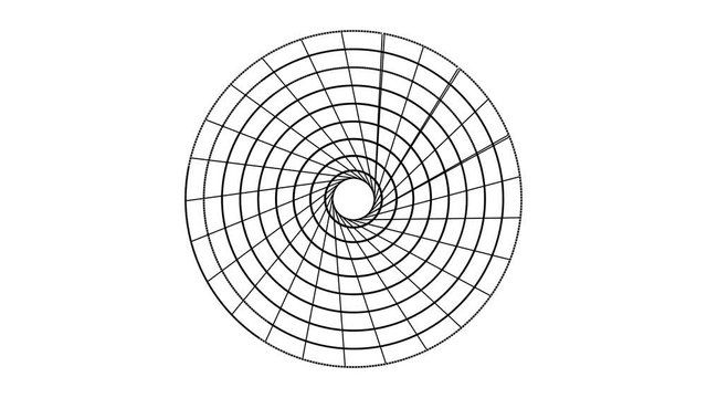 Morphing Polar Circular Grid Pattern Pulsing Changing Endless Loop Mask