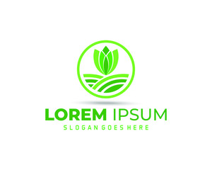 Tree Logo circle shape design vector template. Organic Natural Plant Garden Park Logotype concept icon