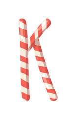 Cartoon vector illustration Christmas Candy Cane. Hand drawn font. Actual Creative Holidays sweet alphabet and letter