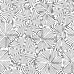 Funny black and white cartoon seamless pattern of lime fruit.