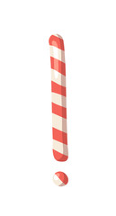 Fototapeta na wymiar Cartoon vector illustration Christmas Candy Cane. Hand drawn sign font. Actual Creative Holidays sweet symbols Exclamation point
